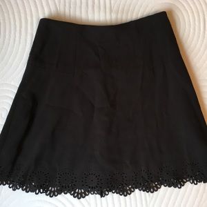Black A-lime Skirt with Floral Cutout Trim